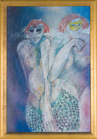 André Naudé; Two Figures Wearing Masks