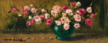 Otto Klar; Carnations in a Green Bowl