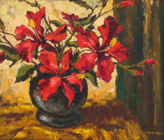 Otto Klar; Red Hibiscus in a Vase