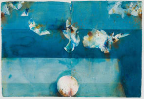 Louis van Heerden; Abstract Composition in Blue and Yellow, diptych