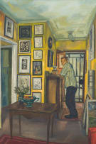 Jan du Toit; Male Figure in Interior with Art