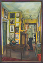 Jan du Toit; Male Figure in Interior with Art