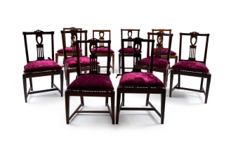 A harlequin set of ten Cape stinkwood Neo-classical side chairs, late 18th/early 19th century