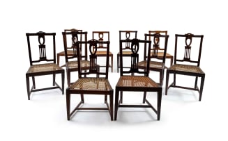 A harlequin set of ten Cape stinkwood Neo-classical side chairs, late 18th/early 19th century
