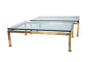 Pair of glass and brass coffee tables