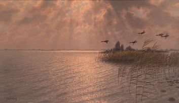 Jacobus Leonardus van der Meide; Geese Over Water