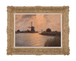 Jacobus Leonardus van der Meide; Landscape with Windmills