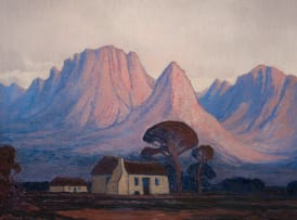 Jacob Hendrik Pierneef; Cottage in a Mountain Landscape
