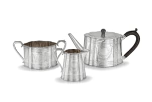 A Victorian silver three-piece tea set, S Smith & Son, London, 1869