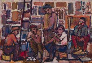 Kenneth Baker; Workers Sitting beside a Ladder