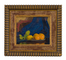 Maggie Laubser; Still Life with Lemons and Two Oranges on a Dish with Tray and Drapery (recto); Garden Landscape (verso)