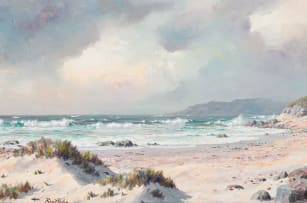 Roy Taylor; Seashore with Mountains in the Distance