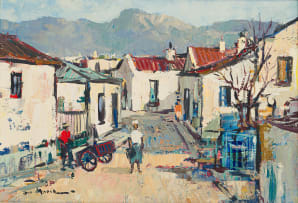 Don (Donald James) Madge; Street Scene with Cart and Figures