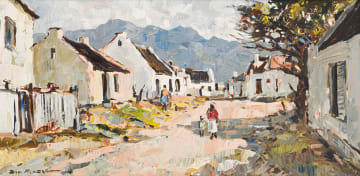 Don (Donald James) Madge; Street Scene with Figures and Cape Cottages