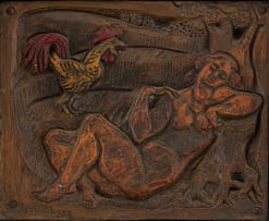 Zoltan Borbereki; Reclining Nude with Rooster