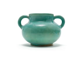 Linn Ware; Two-handled bulbous vase