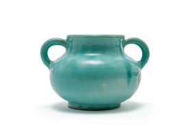 Linn Ware; Two-handled bulbous vase