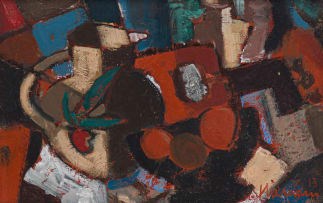 Hennie Niemann Snr; Still Life with Fruit and Jug