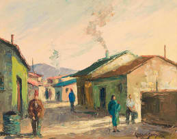 Carlo Sdoya; Street Scene with Figures