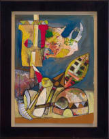 Speelman Mahlangu; Abstract Composition with Rhinoceros and Shield