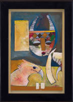 Speelman Mahlangu; Abstract Composition with Bird and Mask