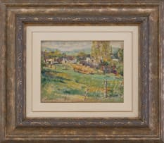 Walter Battiss; Landscape with Trees and Cottages