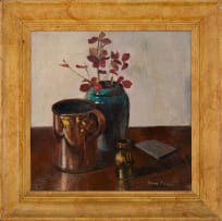 Frans Oerder; Still Life with Vase, Vessels and Book