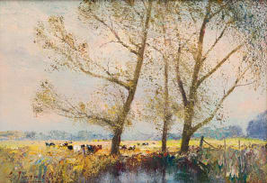 Christopher Tugwell; Farm Landscape with Cattle