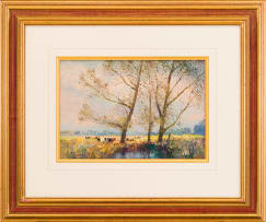 Christopher Tugwell; Farm Landscape with Cattle