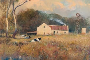 Christopher Tugwell; Farmstead with Cattle and Windmill