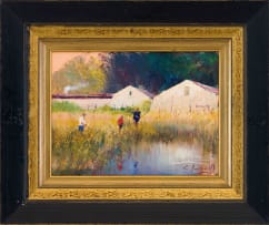 Christopher Tugwell; Fishing by Farm Buildings