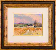Christopher Tugwell; Farm Landscape with Pink Sunset