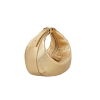 Cape Cobra Lolita in Oro Nappa Small multi-functional zip bag, with an adjustable strap that can be worn on the wrist or as an underarm bag. Interior: leather and goat suede lining with pockets