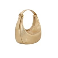 Cape Cobra Lolita in Oro Nappa Small multi-functional zip bag, with an adjustable strap that can be worn on the wrist or as an underarm bag. Interior: leather and goat suede lining with pockets