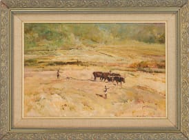 Errol Boyley; A Team of Oxen, Ploughing