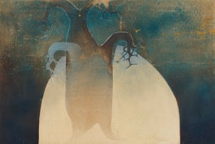 Keith Joubert; Wildebeest and Antelope Beneath a Baobab Tree, diptych