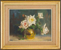 Dino Paravano; White Roses in a Round Vase