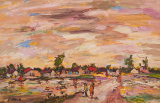 Kenneth Baker; Houses and Figures in a Landscape