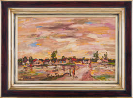 Kenneth Baker; Houses and Figures in a Landscape