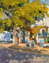 Roelof Rossouw; Street Scene with Trees