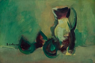 Carl Büchner; Still Life with Jug and Fruit