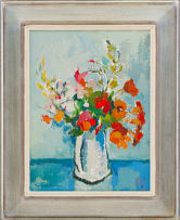 Herbert Coetzee; Nasturtiums in a White Vase