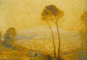 Edward Roworth; Landscape with Trees and Figures