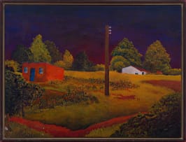 Mzuzile Mduduzi Xakaza; Landscape with Buildings and Telephone Pole