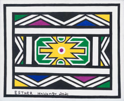 Esther Mahlangu; Ndebele Pattern in Yellow and Green