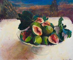 Louis van Heerden; Bowl of Figs with Leaves