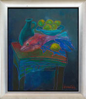 Jan Vermeiren; Still Life with Fish, Jug and Fruit