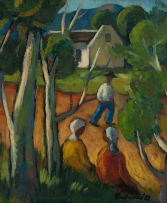 James Thackwray; Landscape with Figures amongst Trees