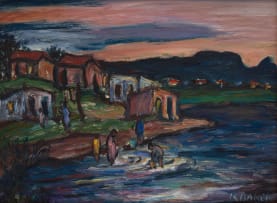 Kenneth Baker; Landscape with Figures in a River