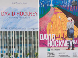 David Hockney; David Hockney: A Bigger Picture, poster; David Hockney: A Drawing Retrospective, poster, two